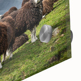 Large abstract wall art depicting Cumbria's landscape in muted earth tones on acrylic glass, ideal for dining room ambiance.