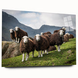 Acrylic print of Cumbria, England scenery with lush green fields under cloudy skies.