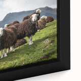 Extra large framed canvas featuring a textured depiction of a black and colorful European scenery.