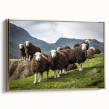 Vintage poster art of Cumbria landscape, black and gold tones, framed canvas, ideal for bedroom wall art.
