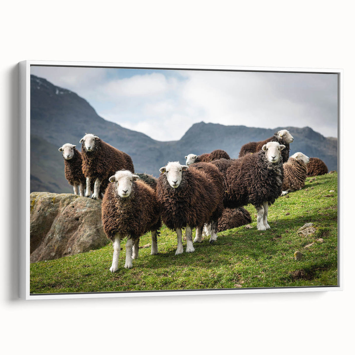 Vintage poster art of Cumbria landscape, featuring colorful art on extra large framed canvas, ideal for living room.