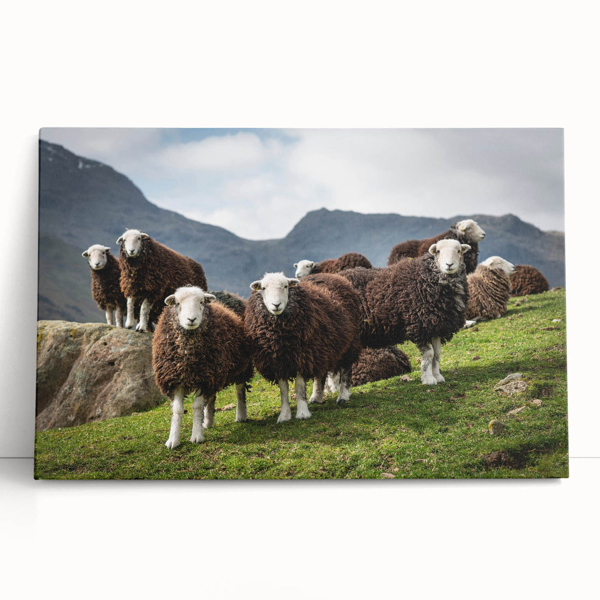 Black and white large art print of Cumbria, England, on stretched canvas, ideal for kitchen wall art.