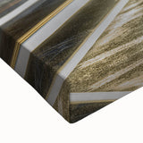 Large art of London skyline in black and white on stretched canvas, suitable for bedroom decor.