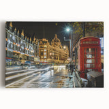 Black and white stretched canvas featuring the London skyline, ideal for kitchen wall art.