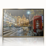Acrylic print of London scenery in art deco style, featuring gold and black tones, ideal for modern art wall decor.