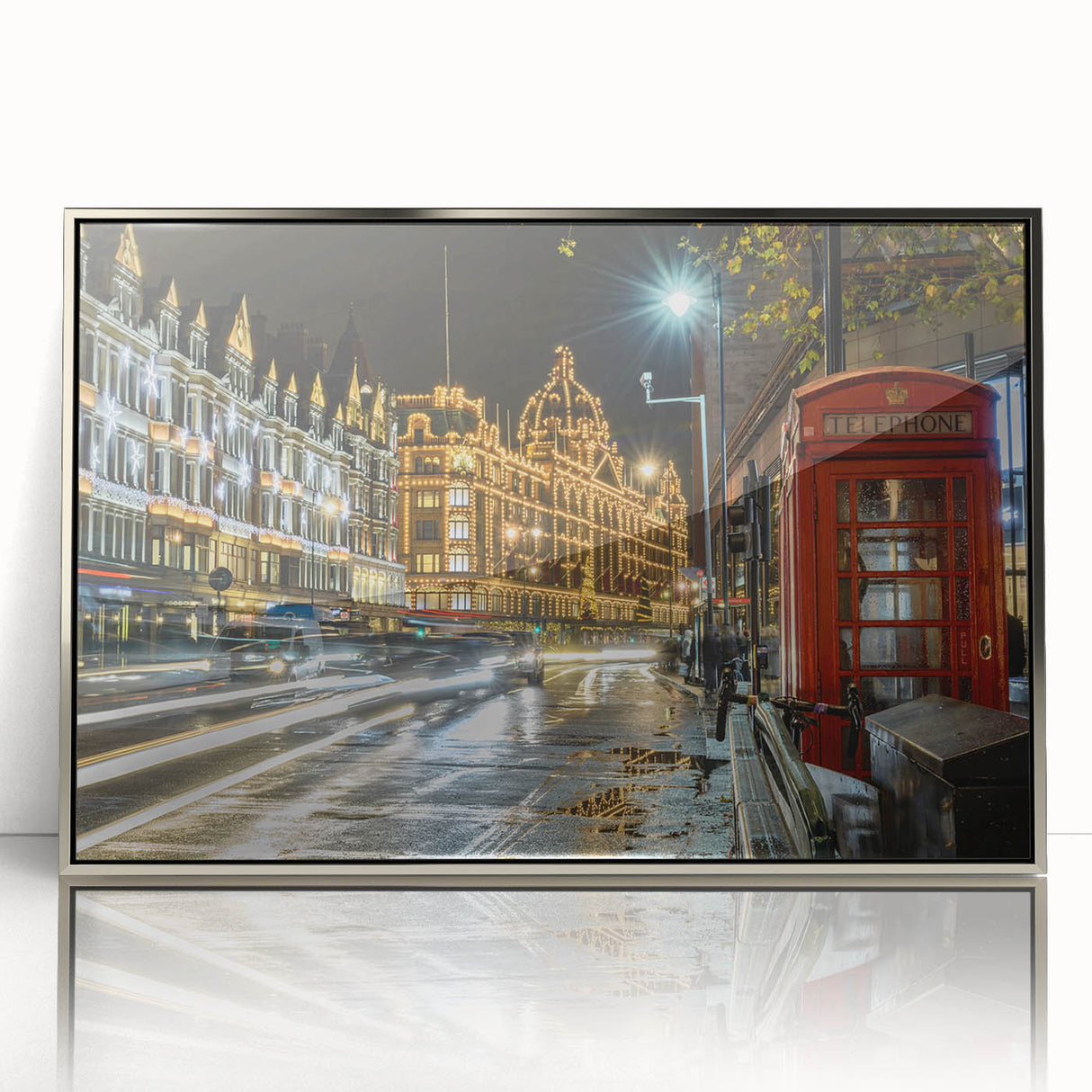 Large art print of London scenery in muted colors on framed acrylic, ideal for modern art wall decor.