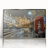 Large art print of London scenery in muted colors on framed acrylic, ideal for modern art wall decor.