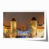 Extra large rolled print of a European scenic landscape, featuring vibrant green and blue hues.