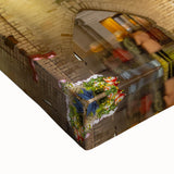 Large art of a black and white European landscape on stretched canvas, suitable for bedroom wall decor.