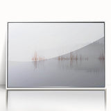 Framed acrylic print of a serene Finland landscape in muted earth tones.