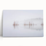 Large black and white photograph of a serene Finnish landscape on stretched canvas, ideal for kitchen wall art.