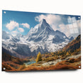 Acrylic print of the French Alps in muted earth tones, ideal for dining room decor.