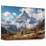 Acrylic print of the French Alps in muted earth tones, ideal for dining room decor.