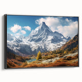 Black and white framed canvas of the French Alps landscape, suitable for bedroom wall art.
