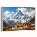 Vintage poster art of French Alps in colorful hues on extra large framed canvas, ideal for living room decor.