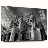 Large abstract depiction of Paris in muted blue and gray tones on acrylic glass, suitable for bedroom or dining room art.