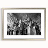 Extra large abstract art print of a Paris scene in textured silver frame, ideal for living room decor.