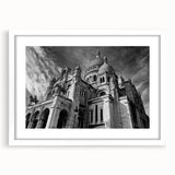 Textured abstract art print of Paris scenery in muted earth tones on a white framed canvas, suitable for bedroom decor.