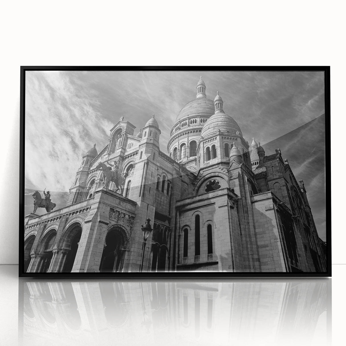Large abstract wall art of Paris scenery in muted earth tones, framed in black acrylic, suitable for modern art wall decor.