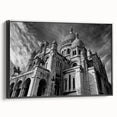 Black and white framed canvas of a vintage Paris landscape, ideal for bedroom wall decor.
