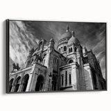 Black and white framed canvas of a vintage Paris landscape, ideal for bedroom wall decor.