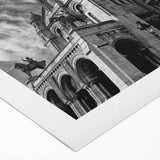 Art deco poster featuring a vintage Parisian street scene in muted sepia tones on rolled canvas.