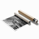 Extra large rolled print of Paris scenery with floral accents in soft pastel shades.