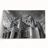 Black and white photograph of the Eiffel Tower on large stretched canvas, suitable for kitchen wall art.