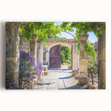 Black and white stretched canvas of Provence scenery, ideal for kitchen wall art.