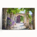 Black and white stretched canvas depicting a serene Provence landscape, ideal for kitchen wall art or bedroom ambiance.