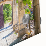 Large abstract wall art depicting the Provence scenery in muted earth tones on acrylic glass, ideal for dining room ambiance.