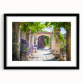 Colorful abstract art print of Provence scenery on textured canvas, framed in black, ideal for living room decor.