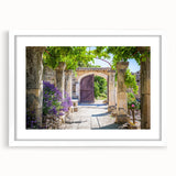 Abstract art print depicting a serene Provence landscape in muted earth tones, framed with a white mat.