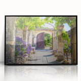 Large abstract wall art depicting a vibrant Provence landscape in acrylic, framed in black.
