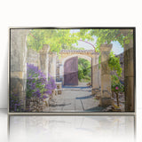 Mid-century modernist art depicting the Provence landscape in muted earth tones on a framed acrylic print.