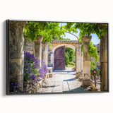 Black and white vintage poster art on framed canvas depicting a serene Provence landscape, ideal for bedroom decor.