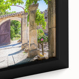 Extra large black wall art featuring a textured scene of Provence, France, in colorful hues, ideal for living room decor.
