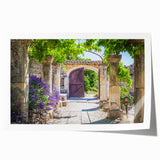 Extra large rolled print of a Provence, France scenery with vibrant floral accents, ideal for dining room wall art.