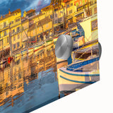 Large abstract wall art depicting a South France scenery in muted earth tones on acrylic glass.