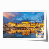 Extra large rolled print of a serene South France landscape in muted green and blue tones, ideal for dining room wall art.