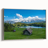 Landscape art painting of Bavarian scenery in vibrant colors on framed canvas, ideal for living room decor.