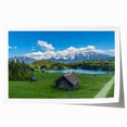 Rolled print of Bavarian landscape with lush greenery and floral elements, suited for dining room wall art.