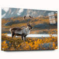 Acrylic print of a Greenland landscape with muted green and blue tones, ideal for dining room decor.