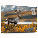 Acrylic print of a Greenland landscape with muted green and blue tones, ideal for dining room decor.