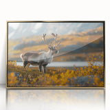Acrylic print of Greenland scenery in art deco style with green and gold tones, ideal for modern nursery wall art.
