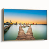 Framed canvas featuring a vintage-style landscape painting of a Hungarian scenery, ideal for bedroom wall art.