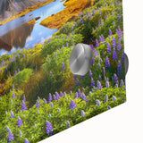 Large abstract wall art of a European Icelandic landscape in muted gray and blue tones on acrylic glass.