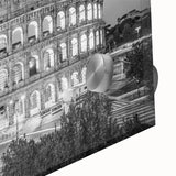 Large abstract depiction of Rome on acrylic glass, featuring muted earth tones, ideal for dining room art.