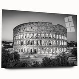Acrylic glass print of Rome's cityscape in muted earth tones, suitable for bedroom or dining room decor.