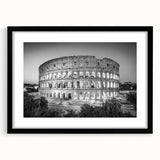 Colorful abstract art print of Rome scenery in vibrant hues on a large textured canvas, framed in black.